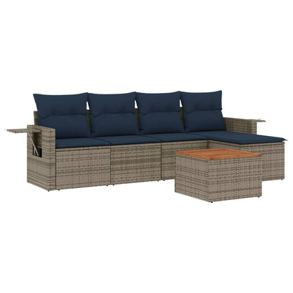 Set Divani da Giardino 6 pz con Cuscini Grigio in Polyrattan | homemem39