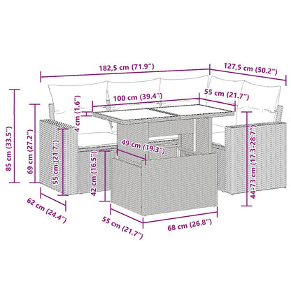 Set Divani da Giardino 5 pz con Cuscini in Polyrattan Nero | homemem39