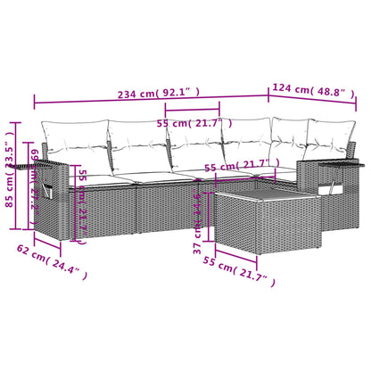 Set Divani da Giardino 6 pz con Cuscini Grigio in Polyrattan | homemem39