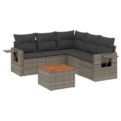Set Divano da Giardino 6 pz con Cuscini Grigio in Polyrattan | homemem39