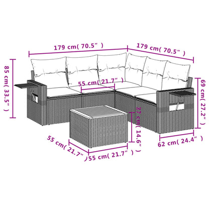 Set Divano da Giardino 6 pz con Cuscini Grigio in Polyrattan | homemem39