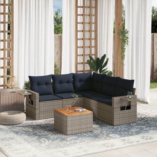 Set Divani da Giardino 6 pz con Cuscini Grigio in Polyrattan | homemem39