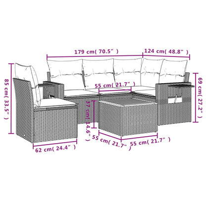 Set Divani da Giardino 6 pz con Cuscini Nero in Polyrattan | homemem39