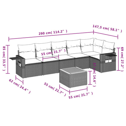 Set Divani da Giardino 7 pz con Cuscini Nero in Polyrattan | homemem39