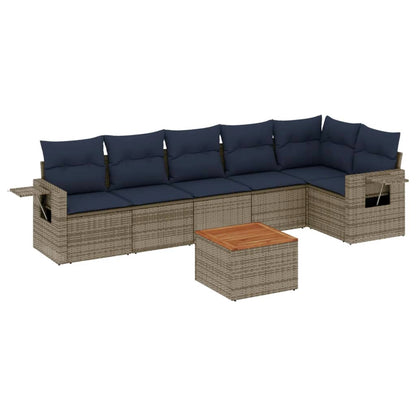Set Divani da Giardino 7 pz con Cuscini Grigio in Polyrattan | homemem39