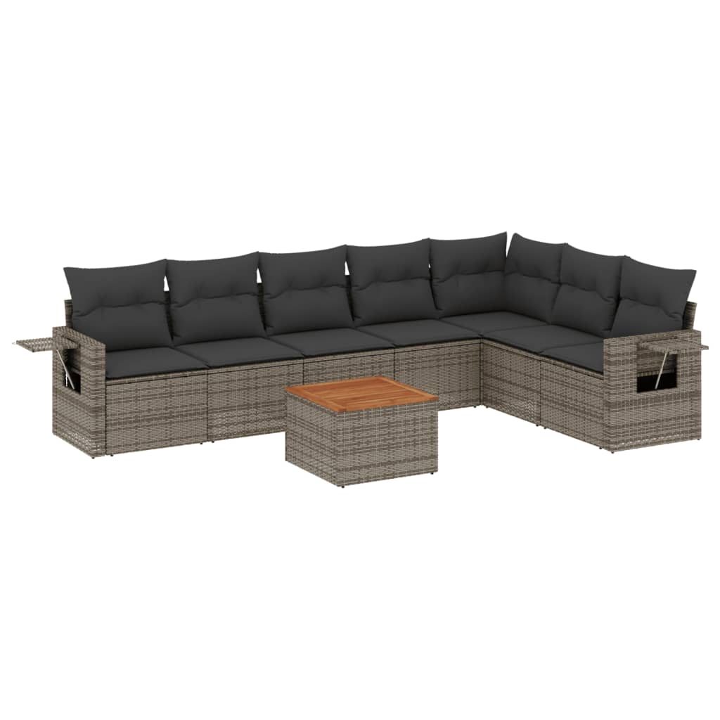 Set Divano da Giardino 8 pz con Cuscini Grigio in Polyrattan | homemem39
