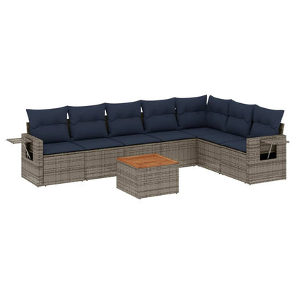 Set Divani da Giardino 8 pz con Cuscini Grigio in Polyrattan | homemem39