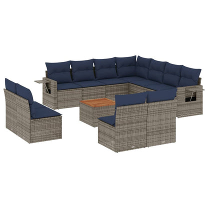 Set Divani da Giardino 12 pz con Cuscini Grigio in Polyrattan | homemem39