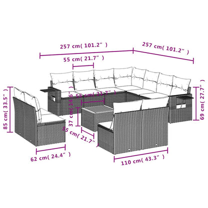 Set Divani da Giardino 12 pz con Cuscini Grigio in Polyrattan | homemem39