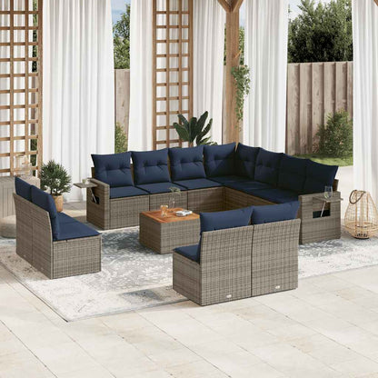 Set Divani da Giardino 12 pz con Cuscini Grigio in Polyrattan | homemem39