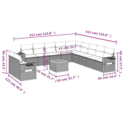 Set Divani da Giardino 12 pz con Cuscini Nero in Polyrattan | homemem39