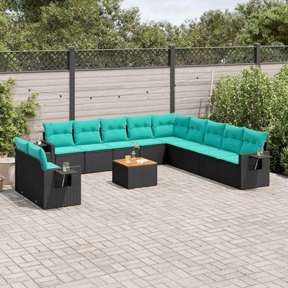 Set Divani da Giardino 12 pz con Cuscini Nero in Polyrattan | homemem39