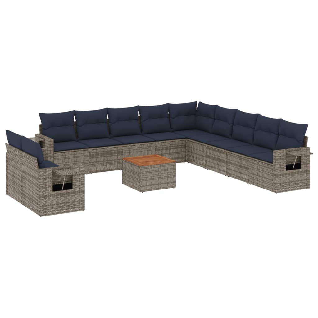 Set Divani da Giardino 12 pz con Cuscini Grigio in Polyrattan | homemem39