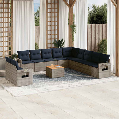 Set Divani da Giardino 12 pz con Cuscini Grigio in Polyrattan | homemem39