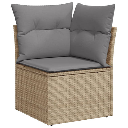 Set Divani da Giardino 7 pz con Cuscini Beige in Polyrattan