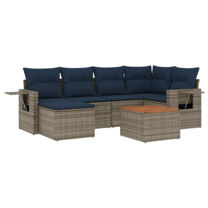 Set Divani da Giardino 7 pz con Cuscini Grigio in Polyrattan | homemem39