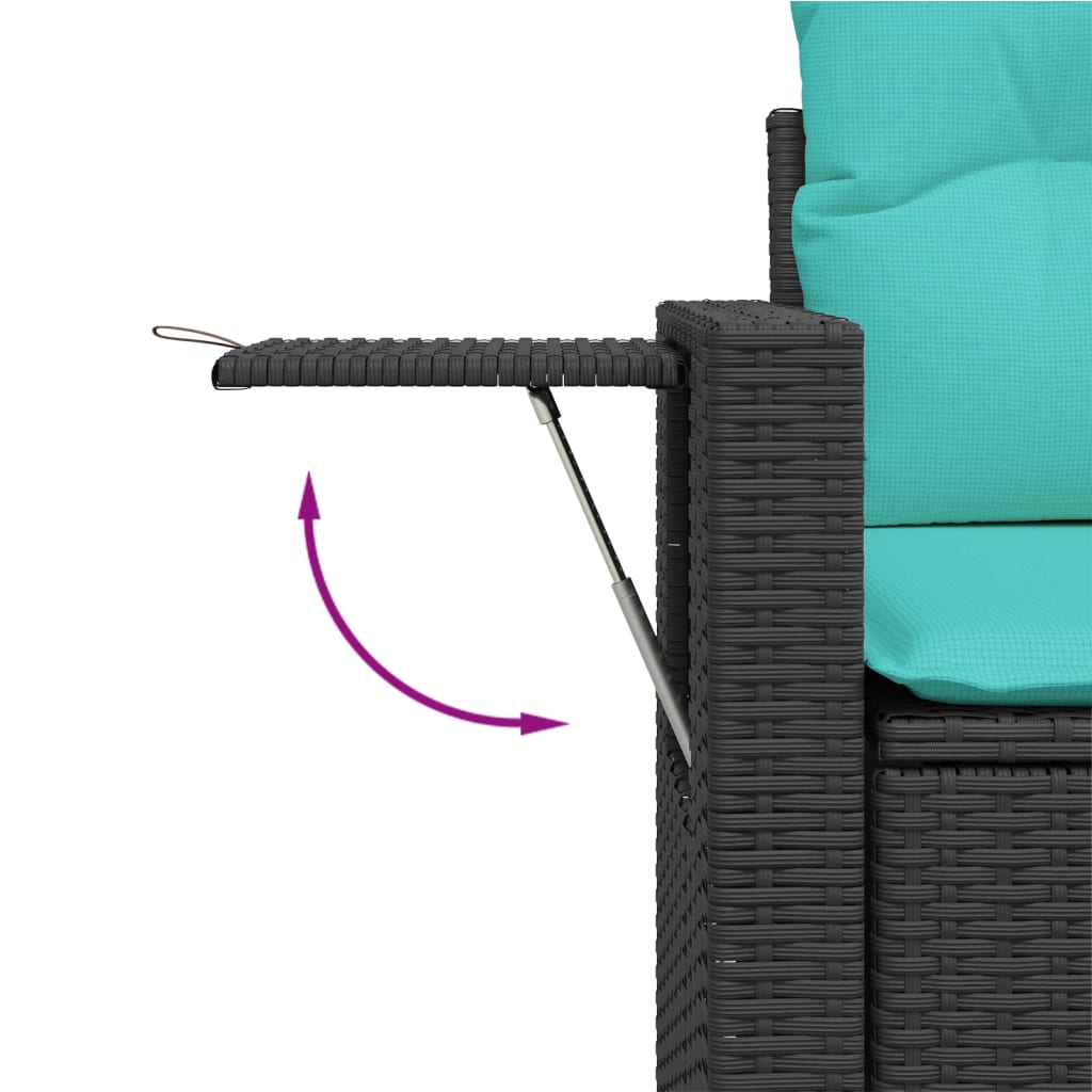 Set Divani da Giardino 8 pz con Cuscini Nero in Polyrattan | homemem39