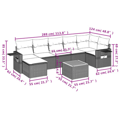 Set Divani da Giardino 8 pz con Cuscini Nero in Polyrattan | homemem39