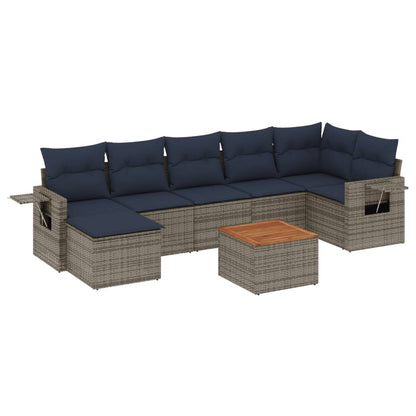 Set Divani da Giardino 8 pz con Cuscini Grigio in Polyrattan | homemem39
