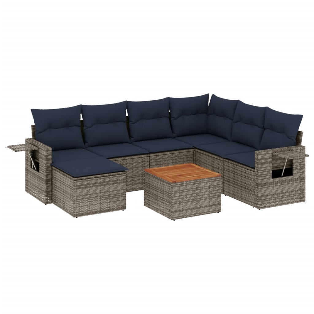 Set Divani da Giardino 8 pz con Cuscini Grigio in Polyrattan | homemem39