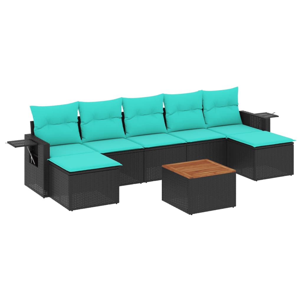 Set Divani da Giardino 8 pz con Cuscini Nero in Polyrattan | homemem39