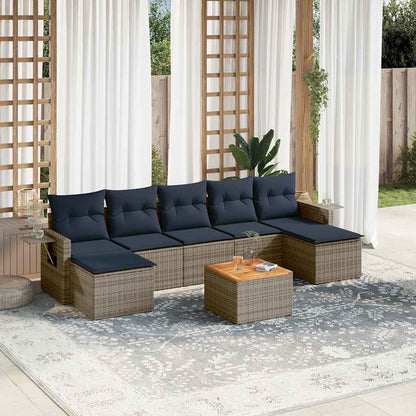 Set Divani da Giardino 8 pz con Cuscini Grigio in Polyrattan | homemem39