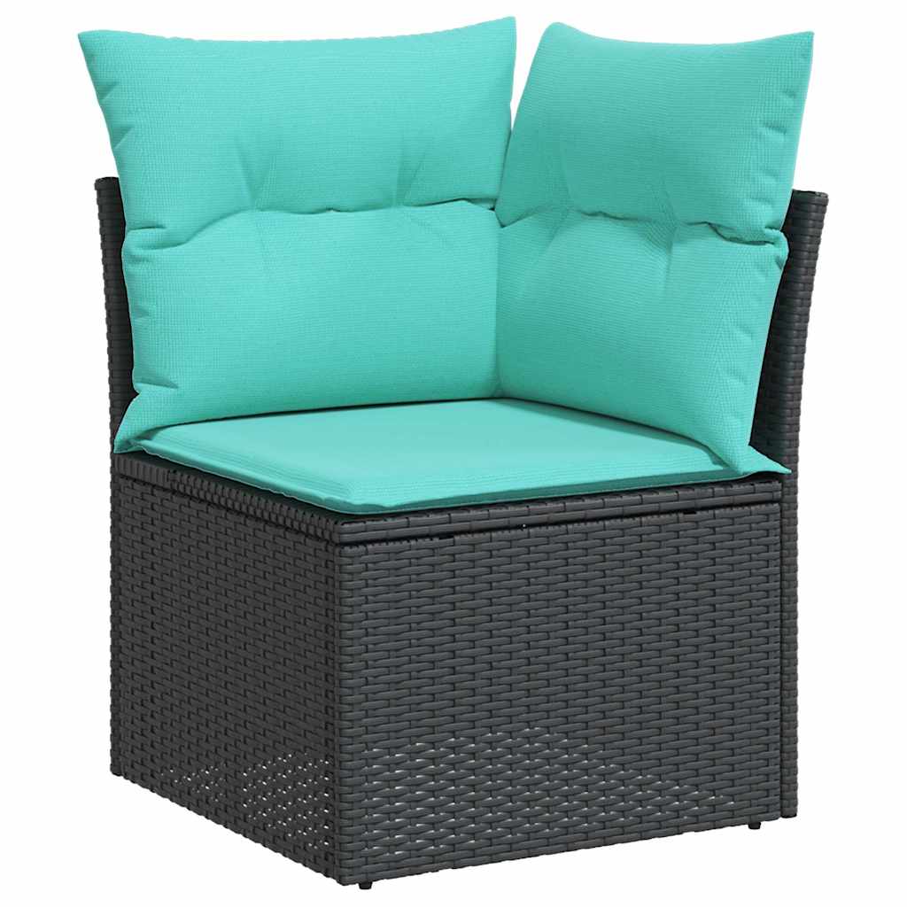Set Divani da Giardino 10 pz con Cuscini Nero in Polyrattan | homemem39