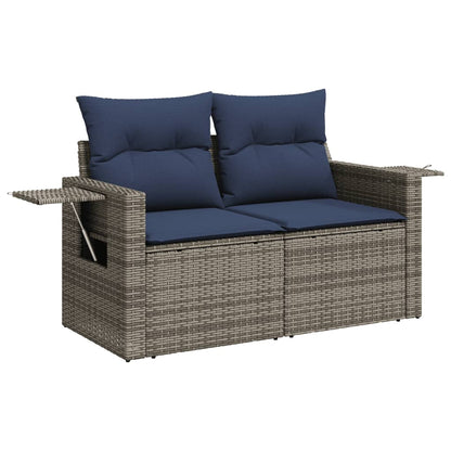 Set Divani da Giardino 10 pz con Cuscini Grigio in Polyrattan | homemem39