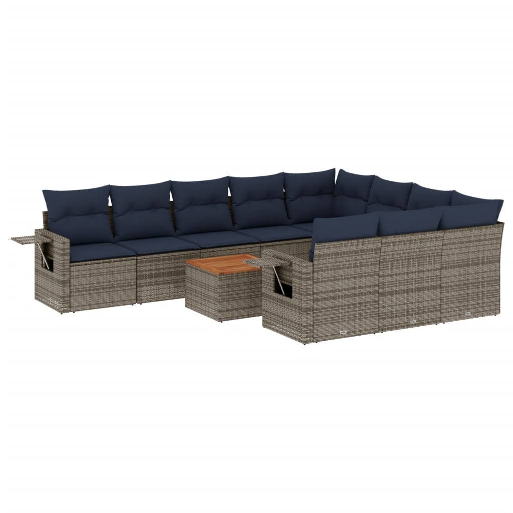 Set Divani da Giardino 11 pz con Cuscini Grigio in Polyrattan | homemem39