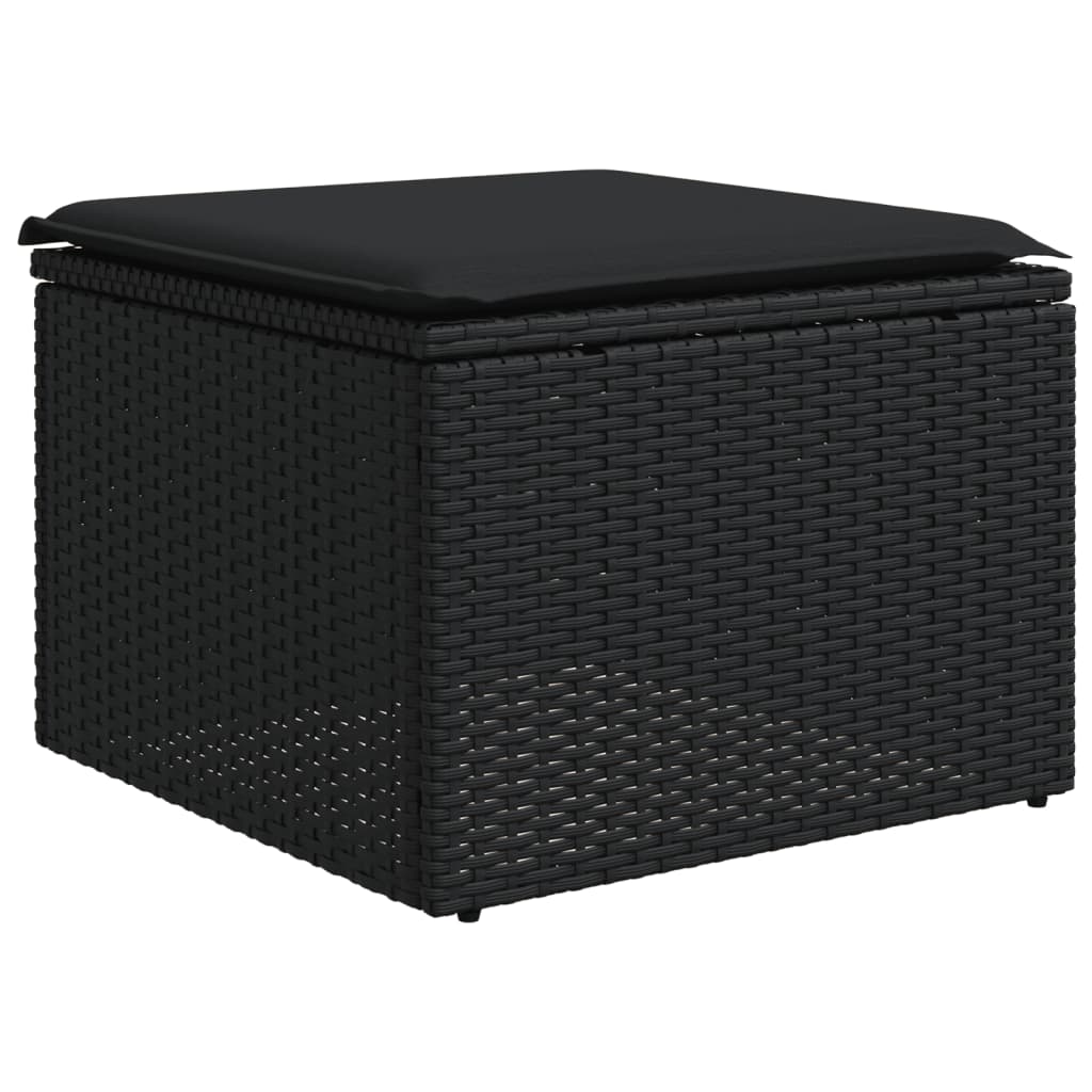 Set Divani da Giardino 10pz con Cuscini in Polyrattan Nero