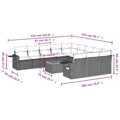 Set Divani da Giardino 12 pz con Cuscini Nero in Polyrattan | homemem39