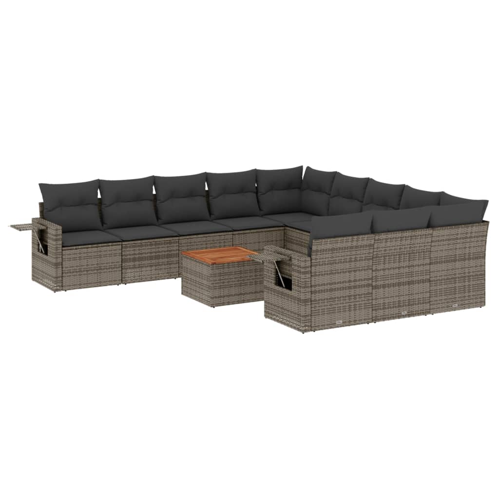 Set Divani da Giardino 12 pz con Cuscini Grigio in Polyrattan | homemem39