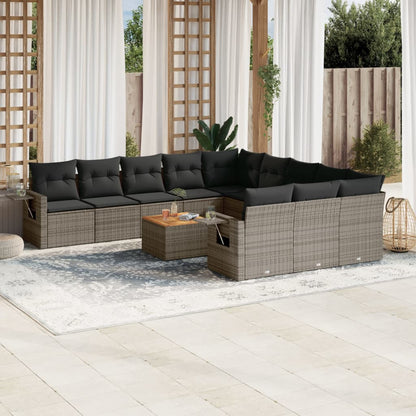 Set Divani da Giardino 12 pz con Cuscini Grigio in Polyrattan | homemem39
