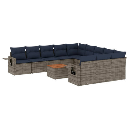 Set Divani da Giardino 12 pz con Cuscini Grigio in Polyrattan | homemem39