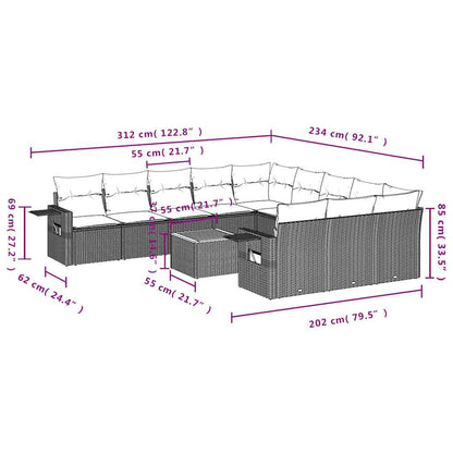 Set Divani da Giardino 12 pz con Cuscini Grigio in Polyrattan | homemem39