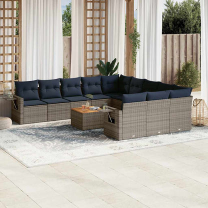 Set Divani da Giardino 12 pz con Cuscini Grigio in Polyrattan | homemem39
