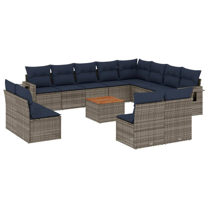Set Divani da Giardino 13 pz con Cuscini Grigio in Polyrattan | homemem39