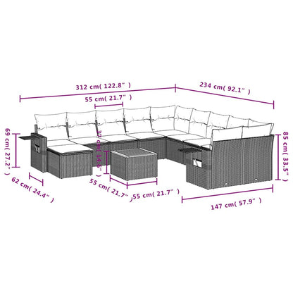 Set Divani da Giardino 12 pz con Cuscini Grigio in Polyrattan | homemem39