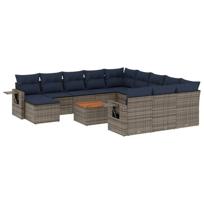 Set Divani da Giardino 13 pz con Cuscini Grigio in Polyrattan | homemem39