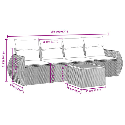 Set Divani da Giardino 5 pz con Cuscini in Polyrattan Nero | homemem39