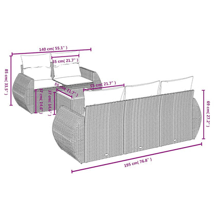 Set Divano da Giardino 6 pz con Cuscini Nero in Polyrattan | homemem39