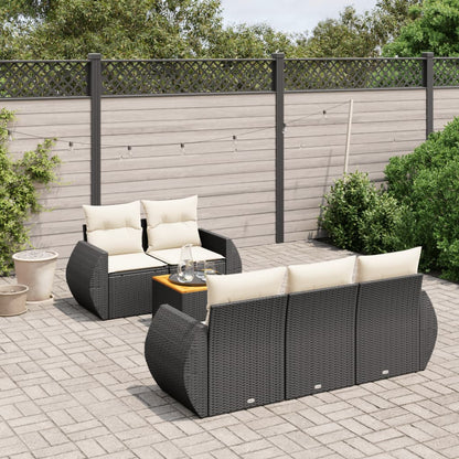 Set Divano da Giardino 6 pz con Cuscini Nero in Polyrattan - homemem39
