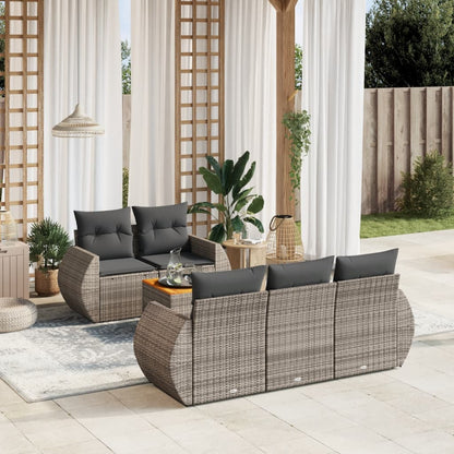 Set Divano da Giardino 6 pz con Cuscini Grigio in Polyrattan - homemem39