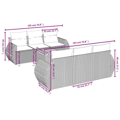 Set Divani da Giardino con Cuscini 7pz Nero Polyrattan | homemem39