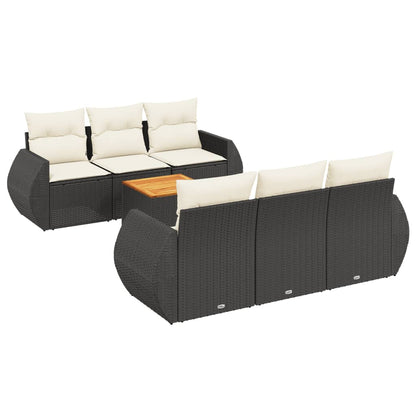 Set Divani da Giardino con Cuscini 7pz Nero Polyrattan - homemem39