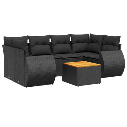 Set Divani da Giardino con Cuscini 7pz Nero Polyrattan - homemem39