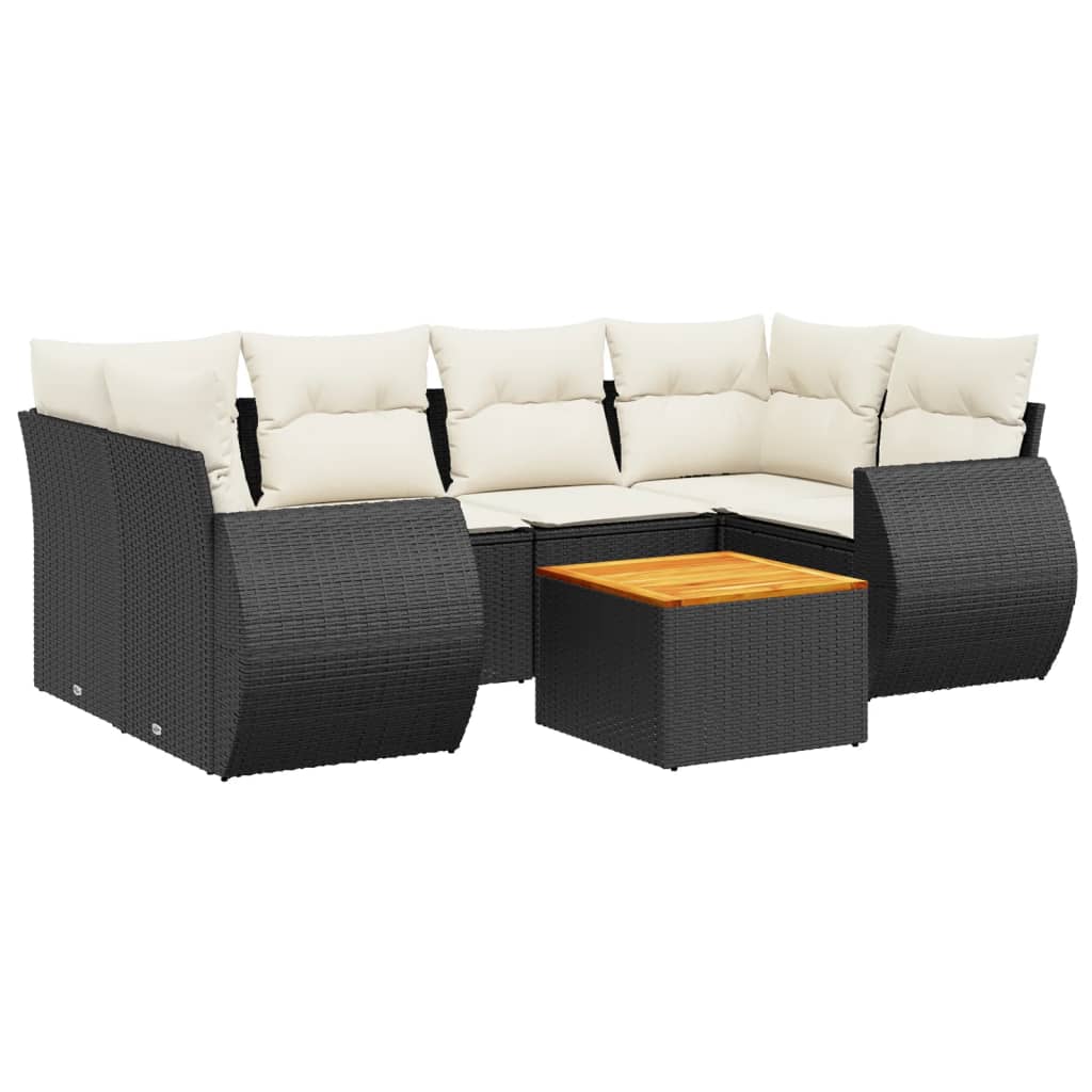 Set Divani da Giardino con Cuscini 7pz Nero Polyrattan - homemem39