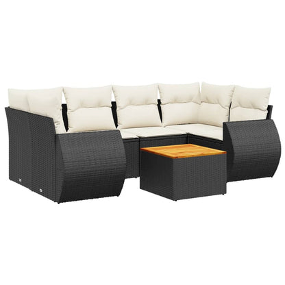 Set Divani da Giardino con Cuscini 7pz Nero Polyrattan - homemem39