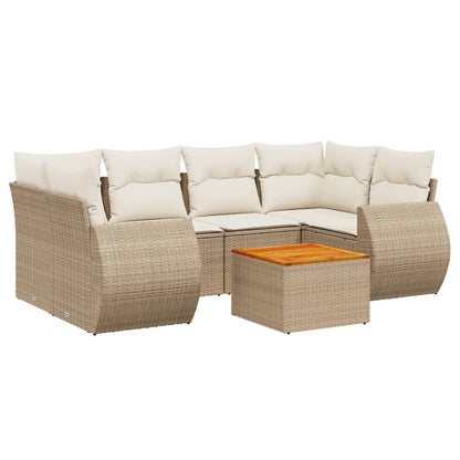 Set Divani da Giardino 7 pz con Cuscini Beige in Polyrattan - homemem39