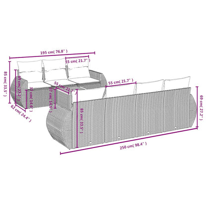 Set Divani da Giardino con Cuscini 8 pz Nero in Polyrattan | homemem39